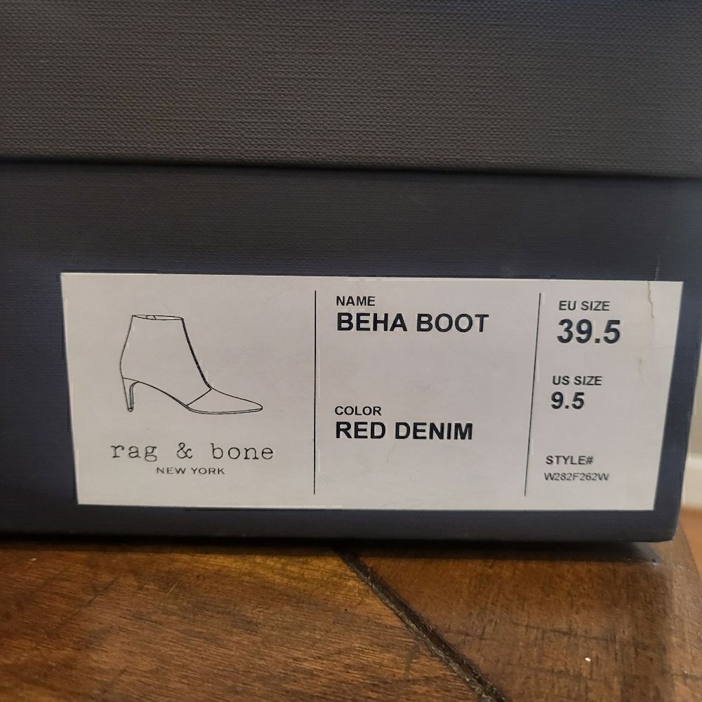 Rag & Bone Beha Boot In Red Denim 9.5 (EU 39.5) - Picture 9 of 11
